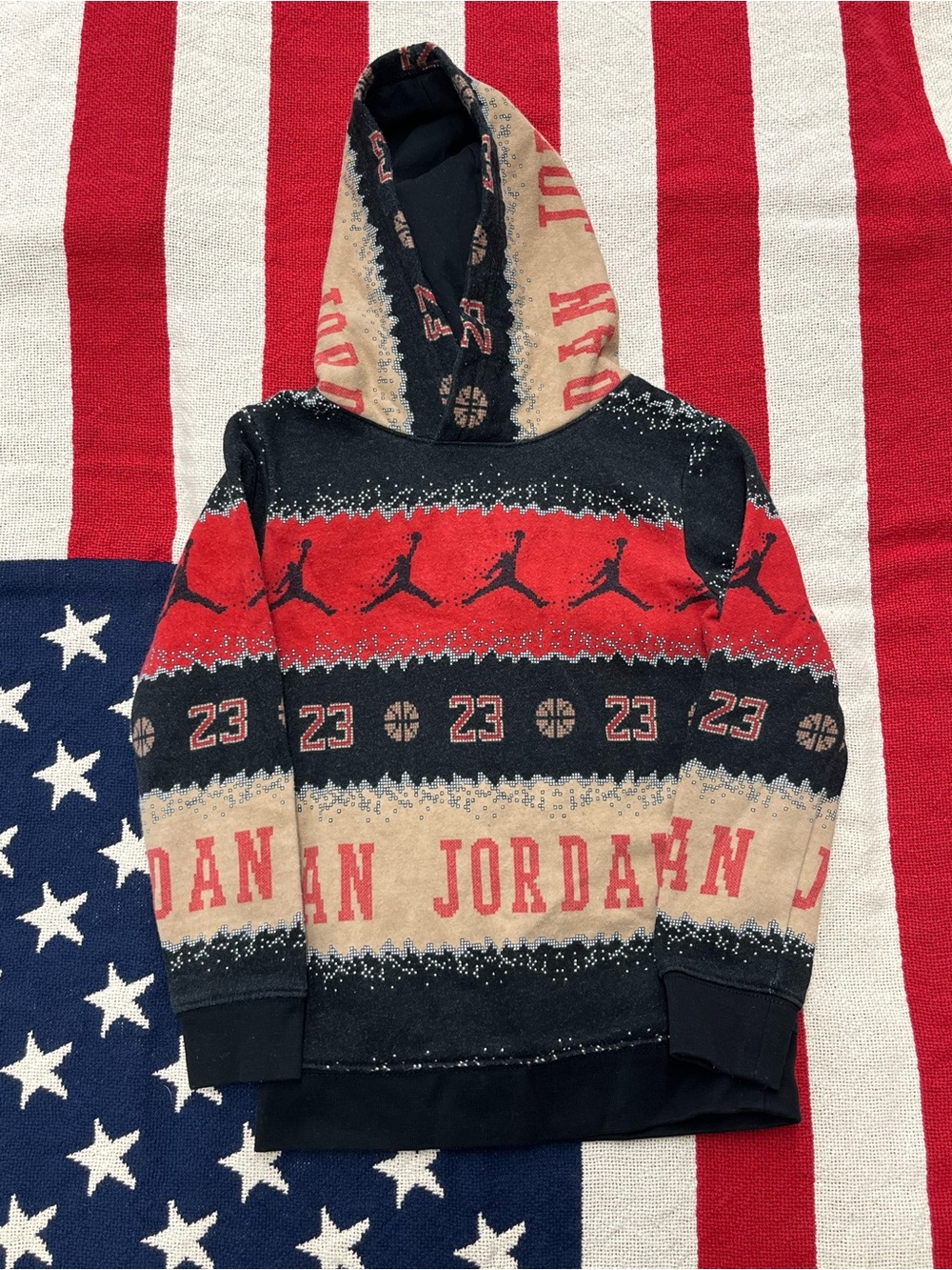Jordan Black, Red & Cream Hoodie Sweatshirt Boys Size 5